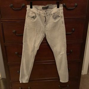 Gray, washed out, distressed jeans